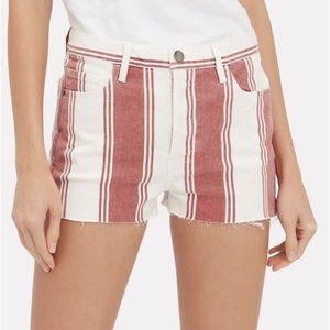 Frame Denim Red and White Striped Jean Shorts